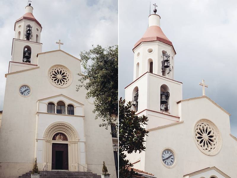 Whitewashed church in Bomerano, Italy