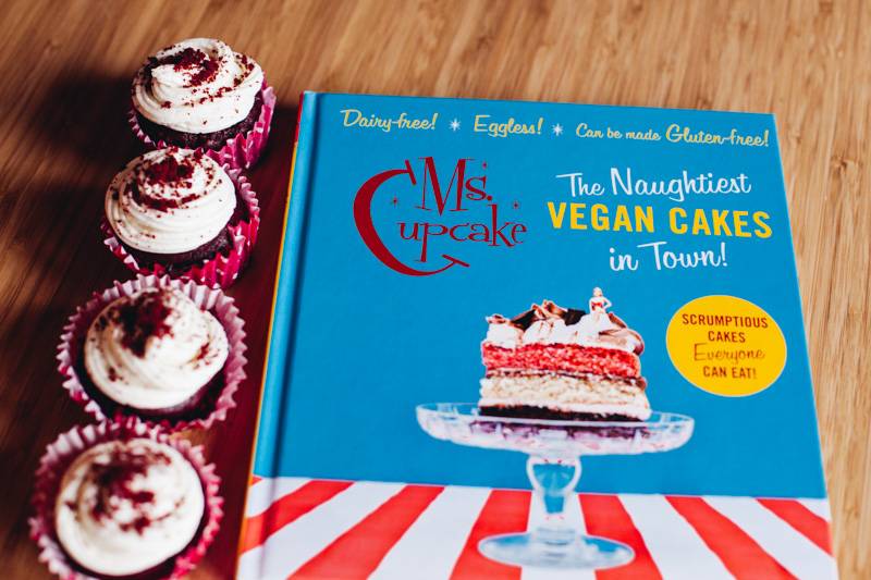 Vegan red velvet cupcakes and baking book