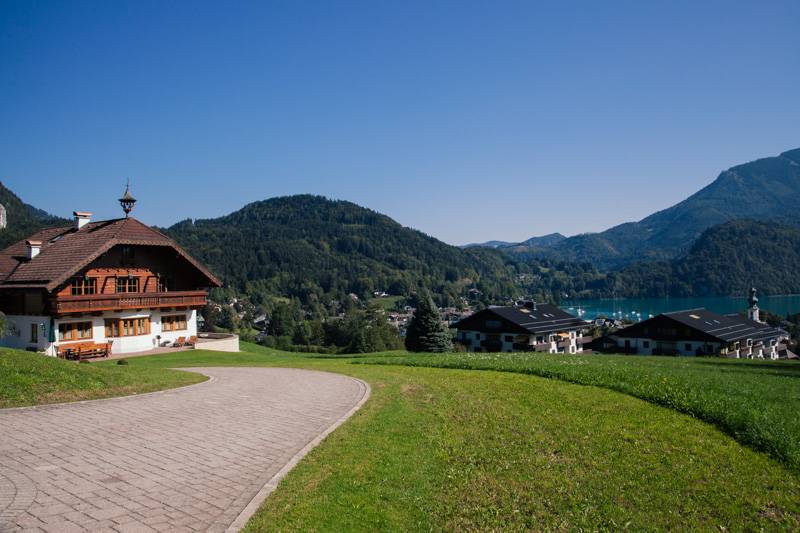 Traditional Austrian house overlooking Lake Wolfgang in Austria