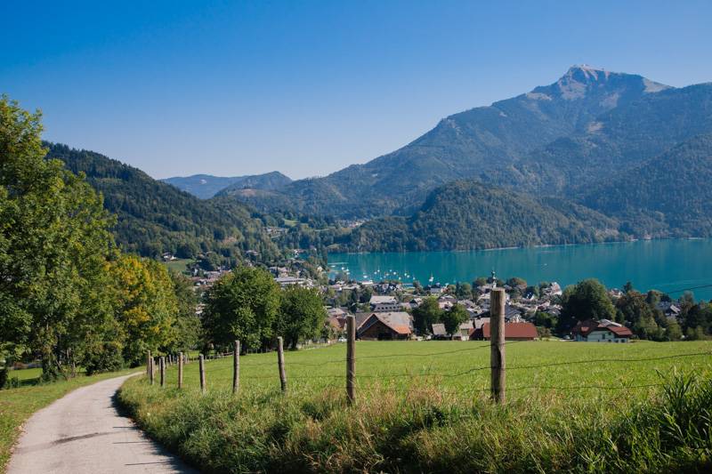 View of St. Gilgen and Wolfgangsee in Austria