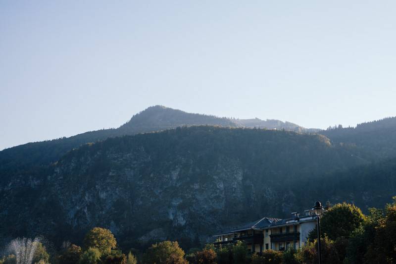 View of Zwölferhorn mountain in St. Gilgen, Austria